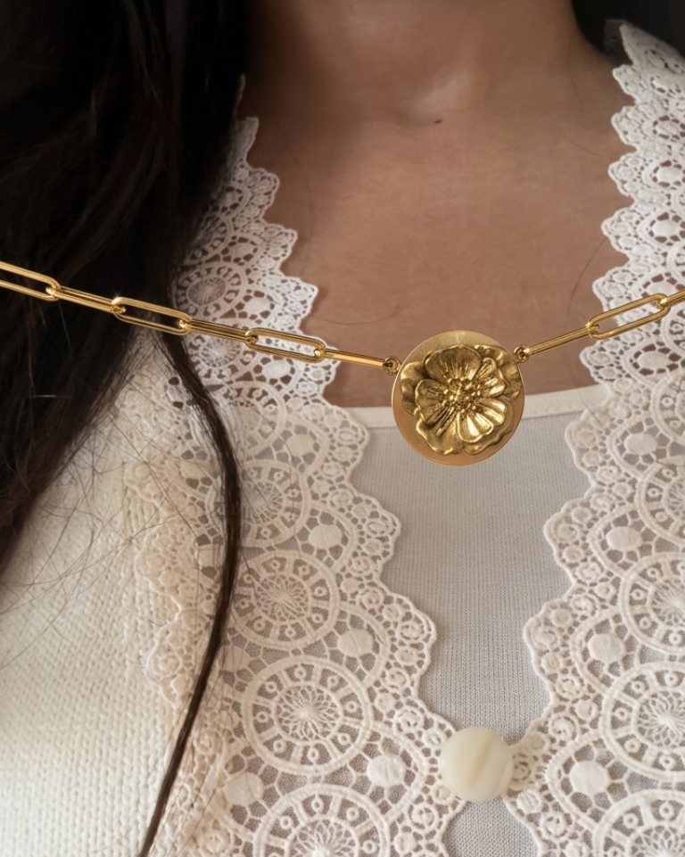 Golden Poppy Statement Necklace